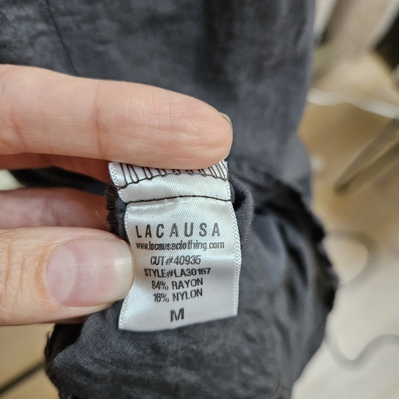 EUC Anthropologie Laucausa Asymmetrical Ruffled Charcoal Grey Slip Dress, Medium - Picture 8 of 9